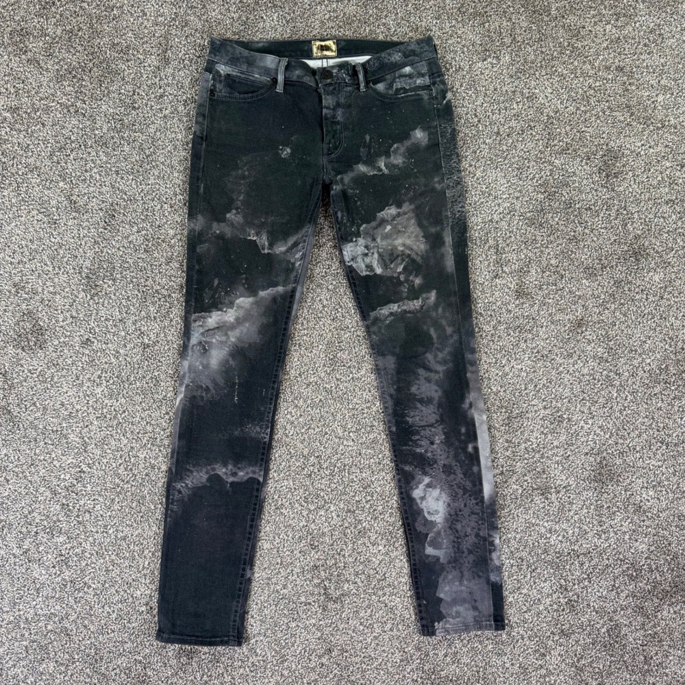 Mother Freja The Muse Crystal Cove Skinny Jean Women 30 Black White Cloud Print